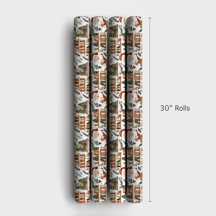 Santa's Books and Brew - Wrapping Paper - Aspen & Arlo