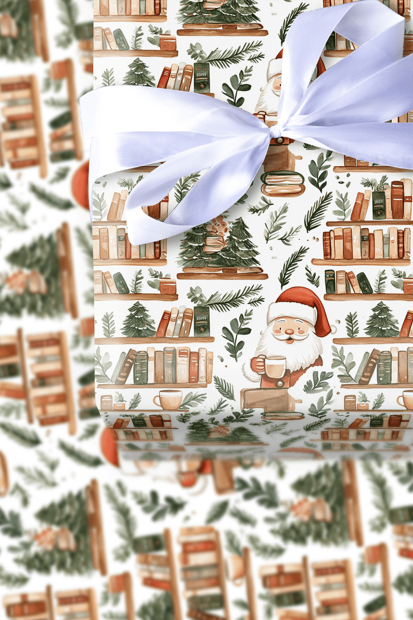Santa's Books and Brew - Wrapping Paper - Aspen & Arlo