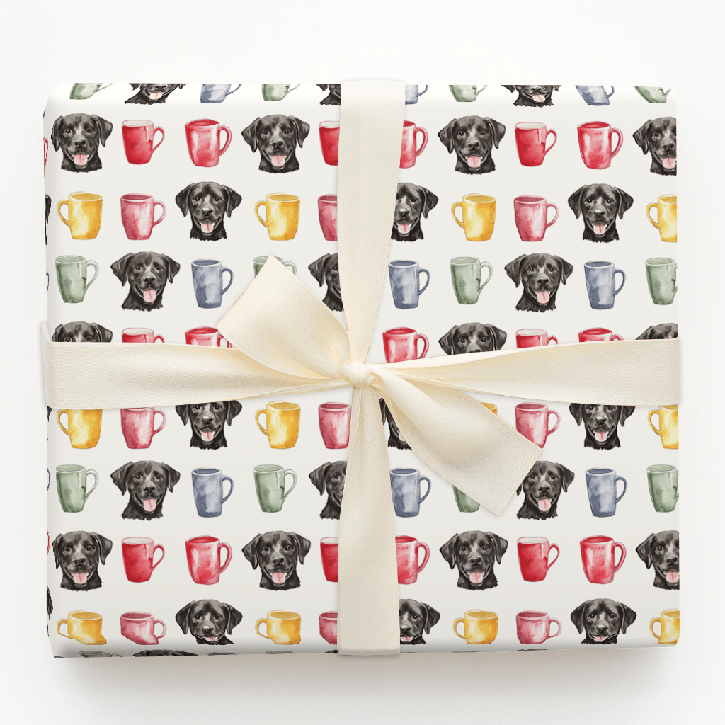 Coffee Day with the Black Lab - Wrapping Paper - Aspen & Arlo