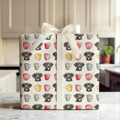 Coffee Day with the Black Lab - Wrapping Paper - Aspen & Arlo
