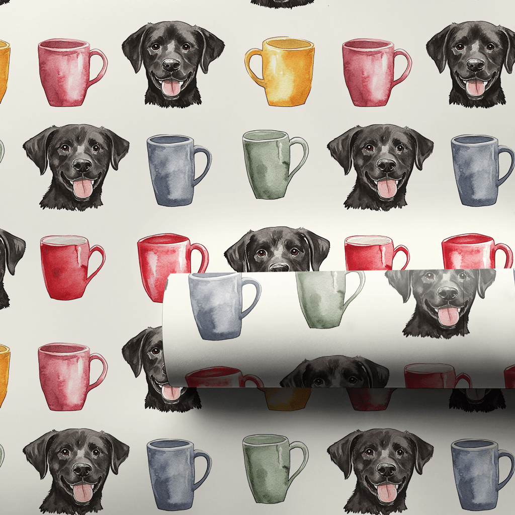 Coffee Day with the Black Lab - Wrapping Paper - Aspen & Arlo