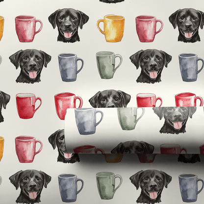 Coffee Day with the Black Lab - Wrapping Paper - Aspen & Arlo