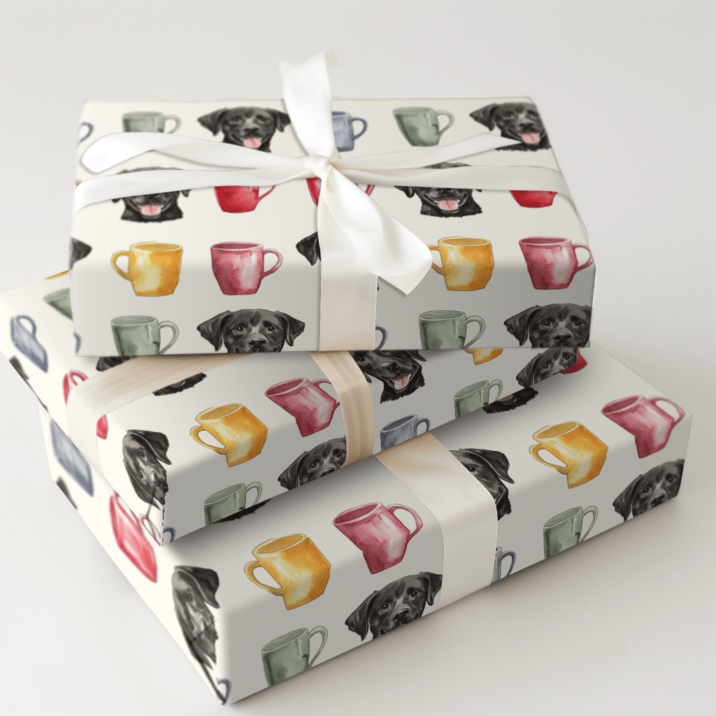 Coffee Day with the Black Lab - Wrapping Paper - Aspen & Arlo