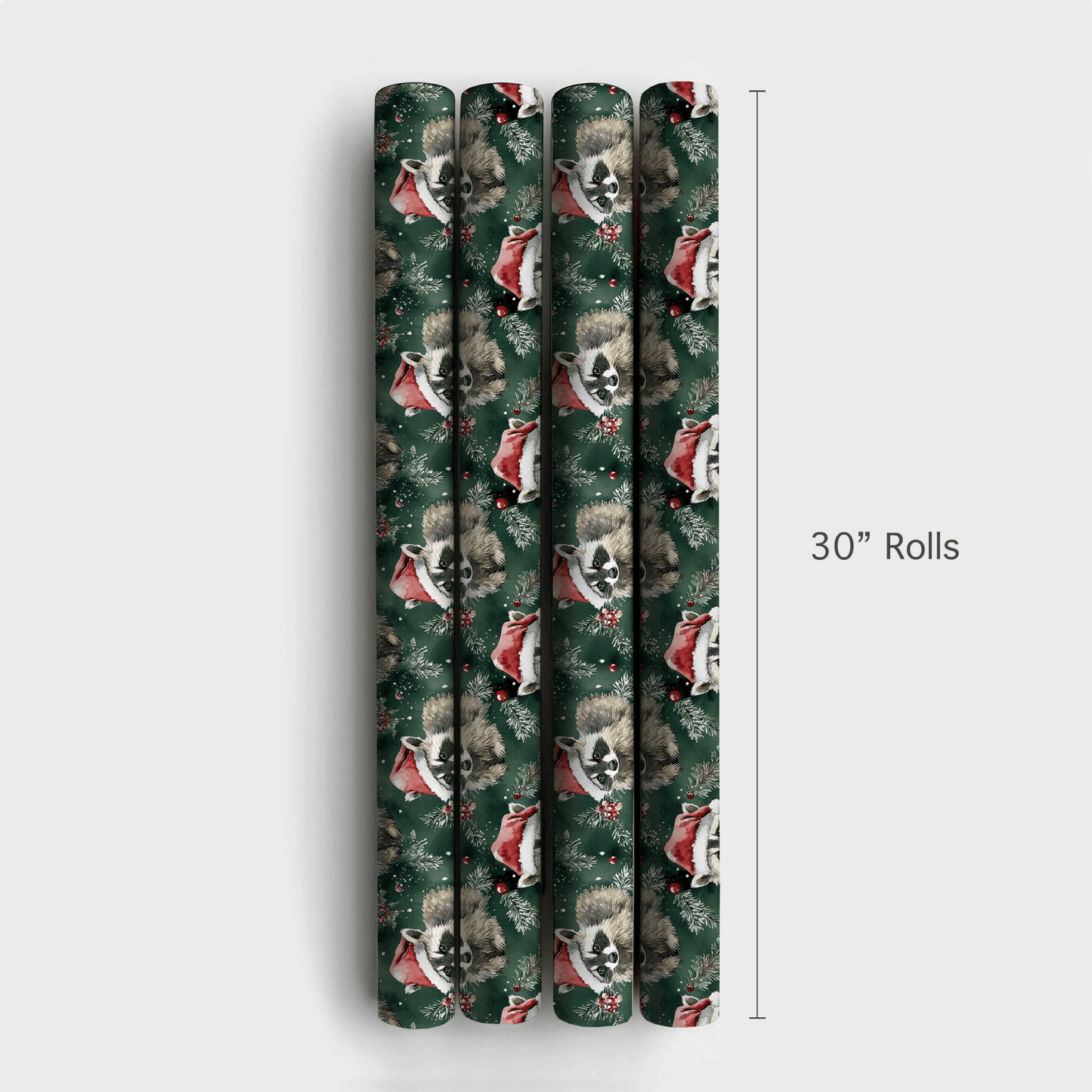Santa's Racoon - Wrapping Paper - Aspen & Arlo