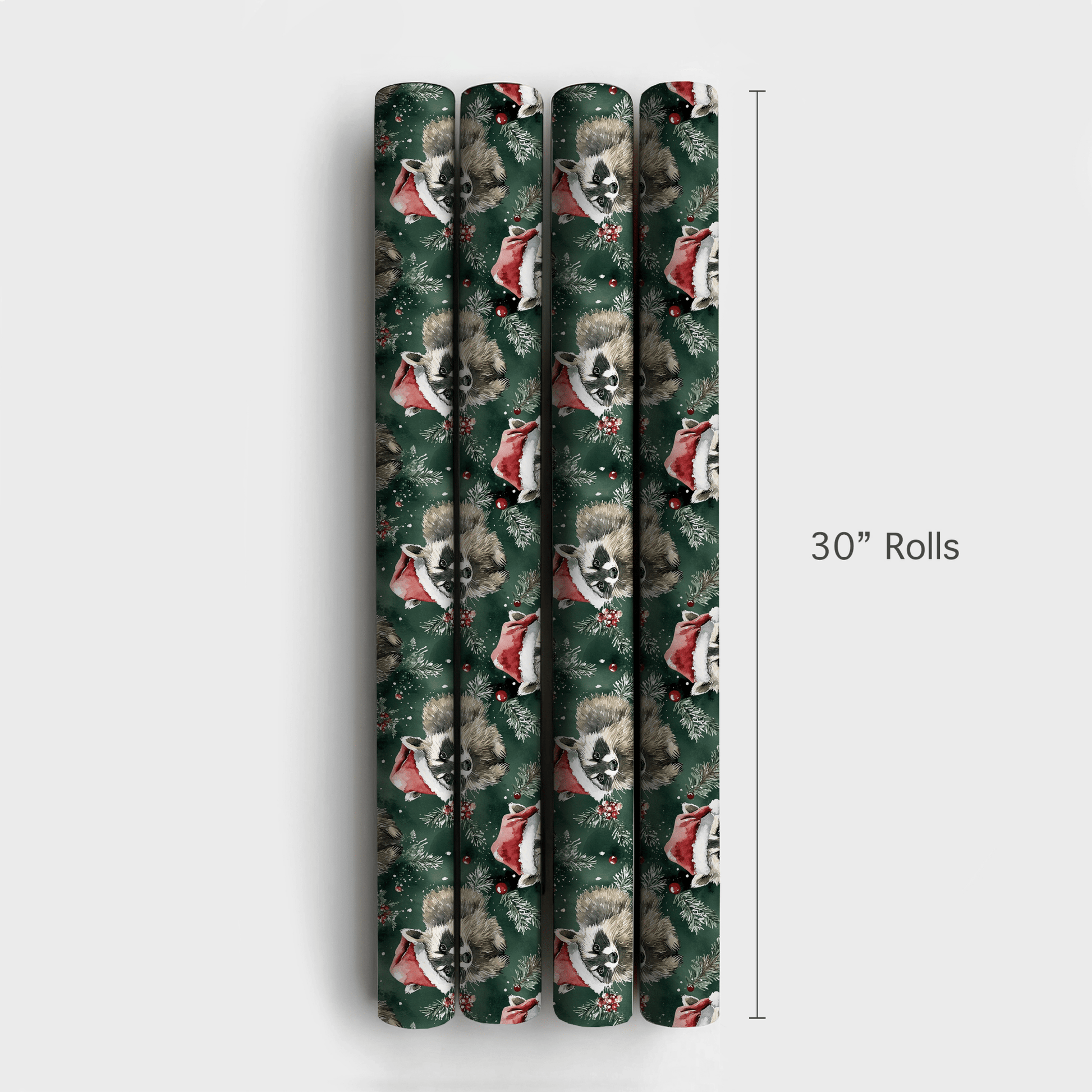 Santa's Racoon - Wrapping Paper - Aspen & Arlo
