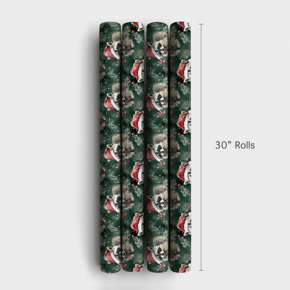 Santa's Racoon - Wrapping Paper - Aspen & Arlo