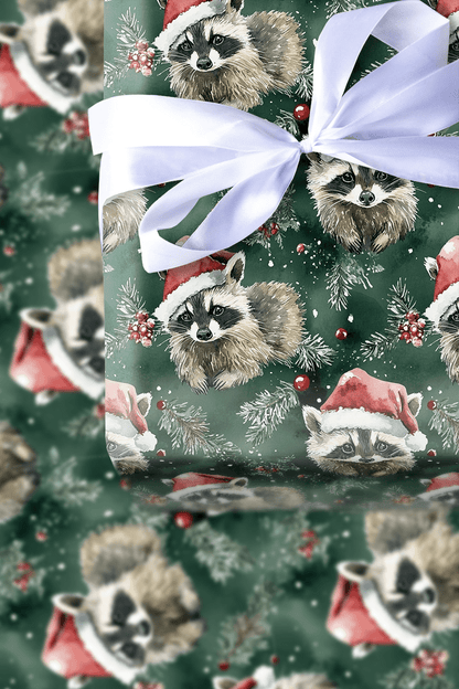 Santa's Racoon - Wrapping Paper - Aspen & Arlo