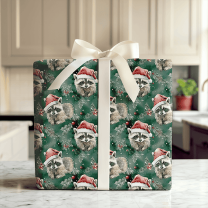 Santa's Racoon - Wrapping Paper - Aspen & Arlo