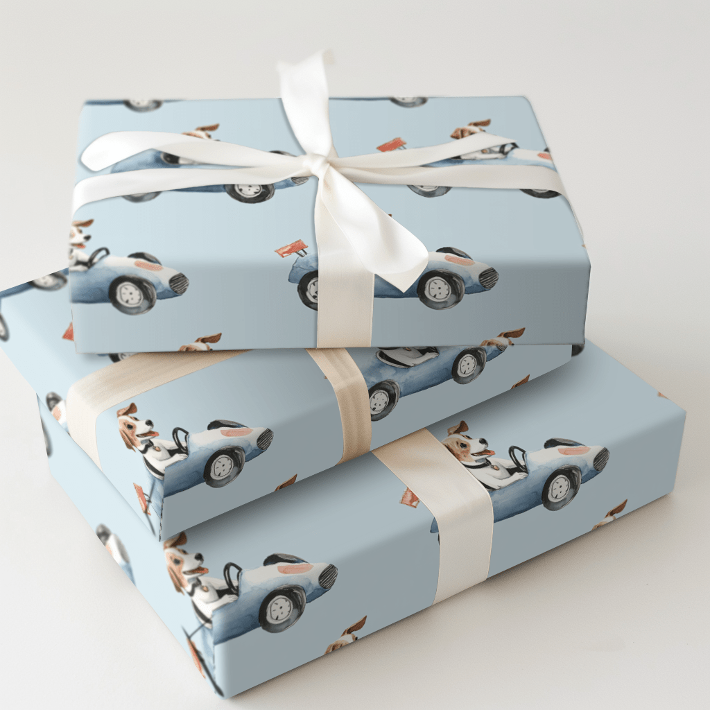 Wagging Speed - Wrapping Paper - Aspen & Arlo