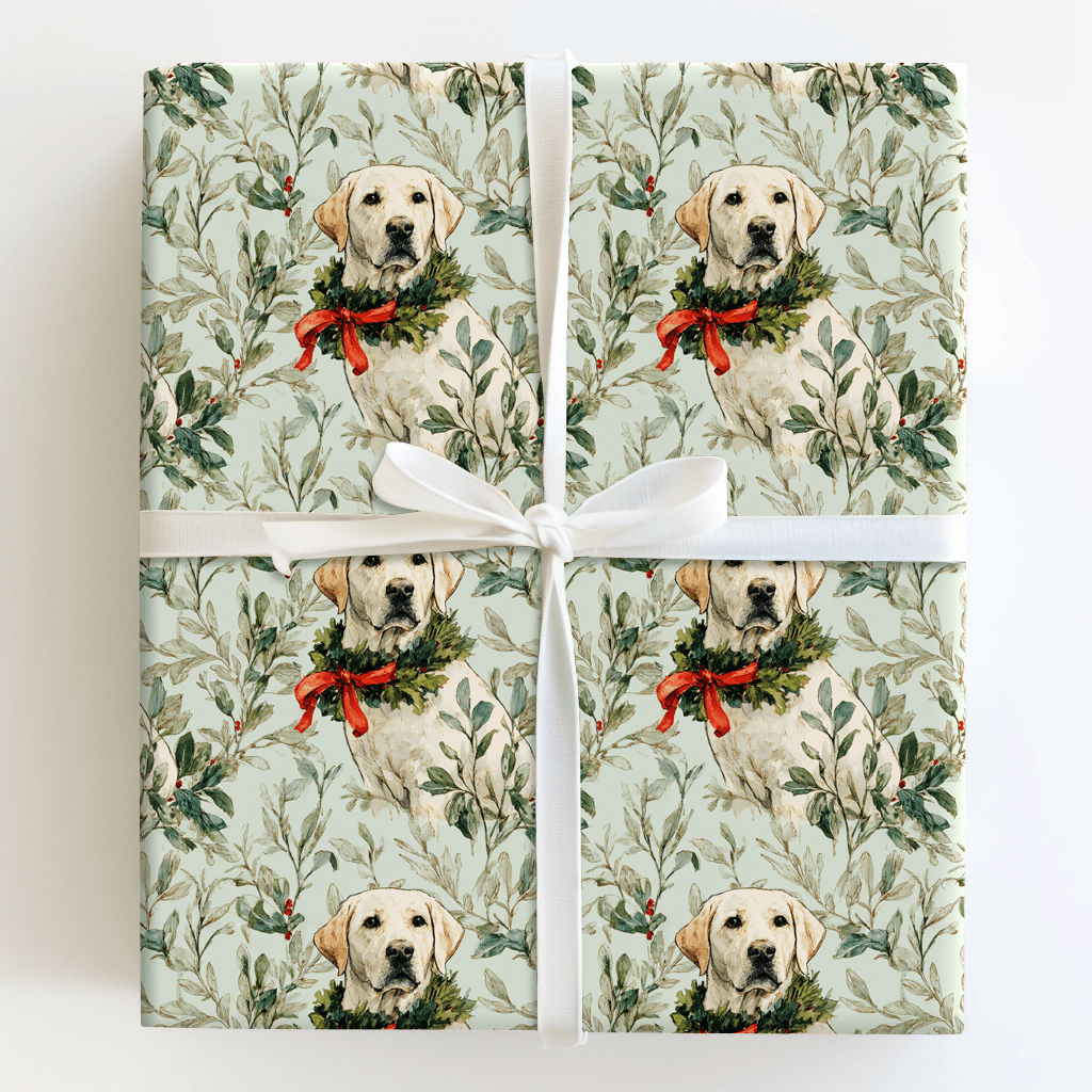 White Lab and Holly - Wrapping Paper - Aspen & Arlo