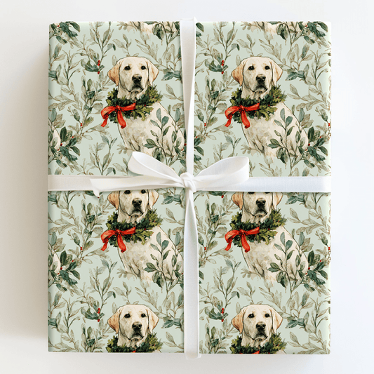 White Lab and Holly - Wrapping Paper - Aspen & Arlo