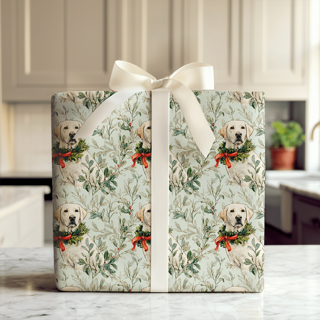 White Lab and Holly - Wrapping Paper - Aspen & Arlo