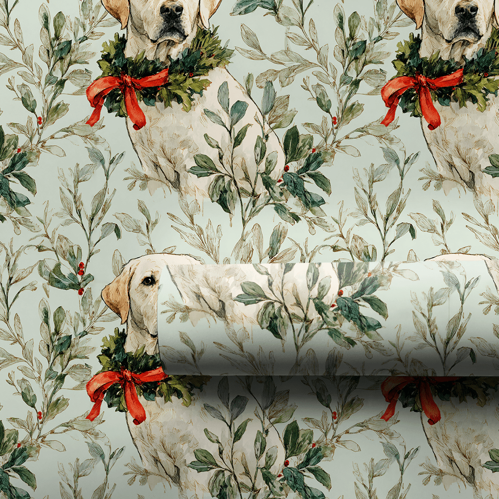 White Lab and Holly - Wrapping Paper - Aspen & Arlo