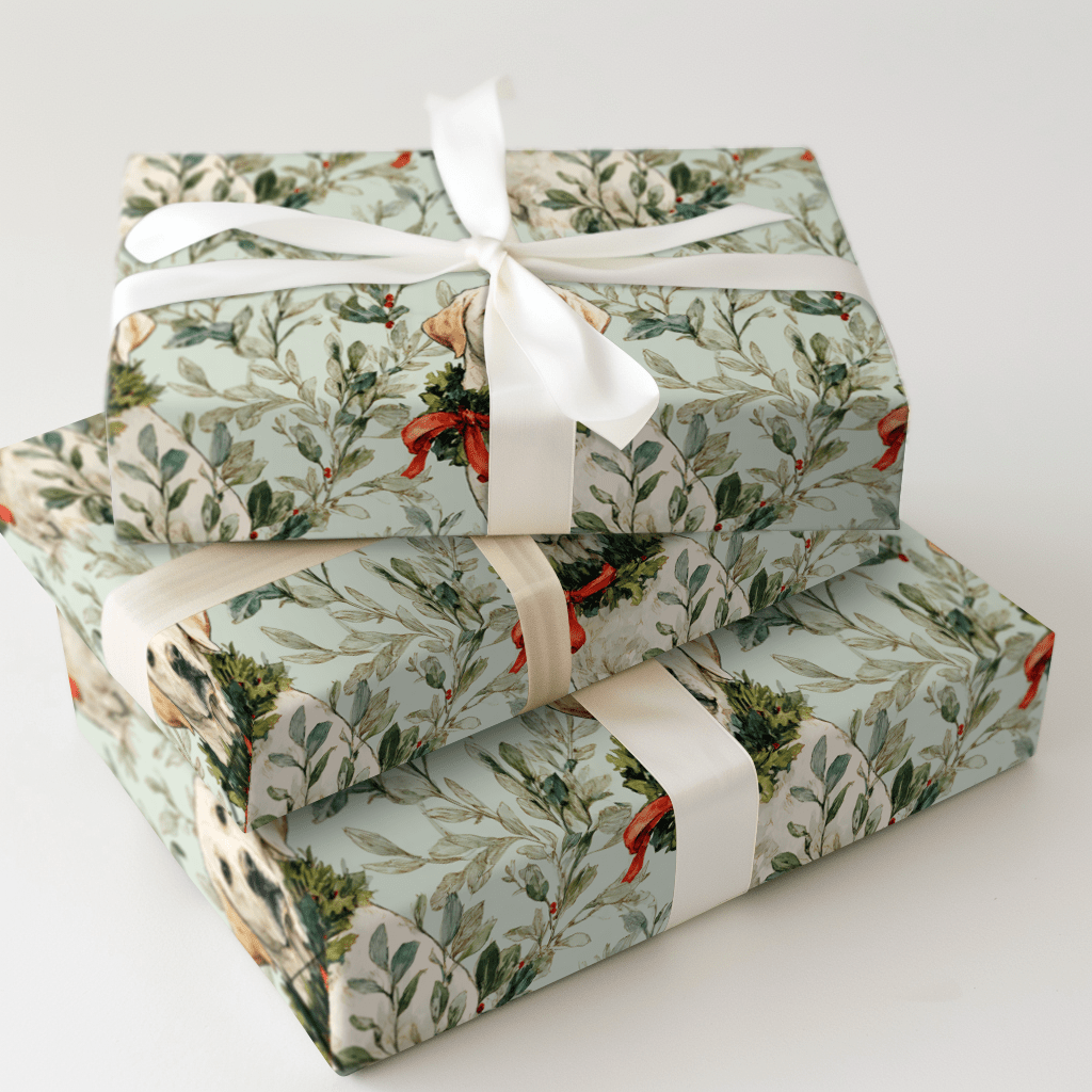 White Lab and Holly - Wrapping Paper - Aspen & Arlo