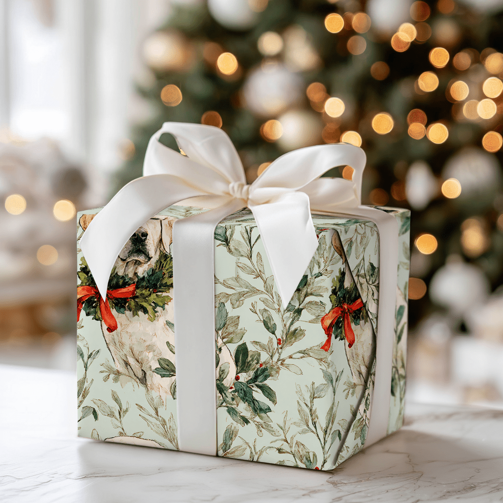 White Lab and Holly - Wrapping Paper - Aspen & Arlo