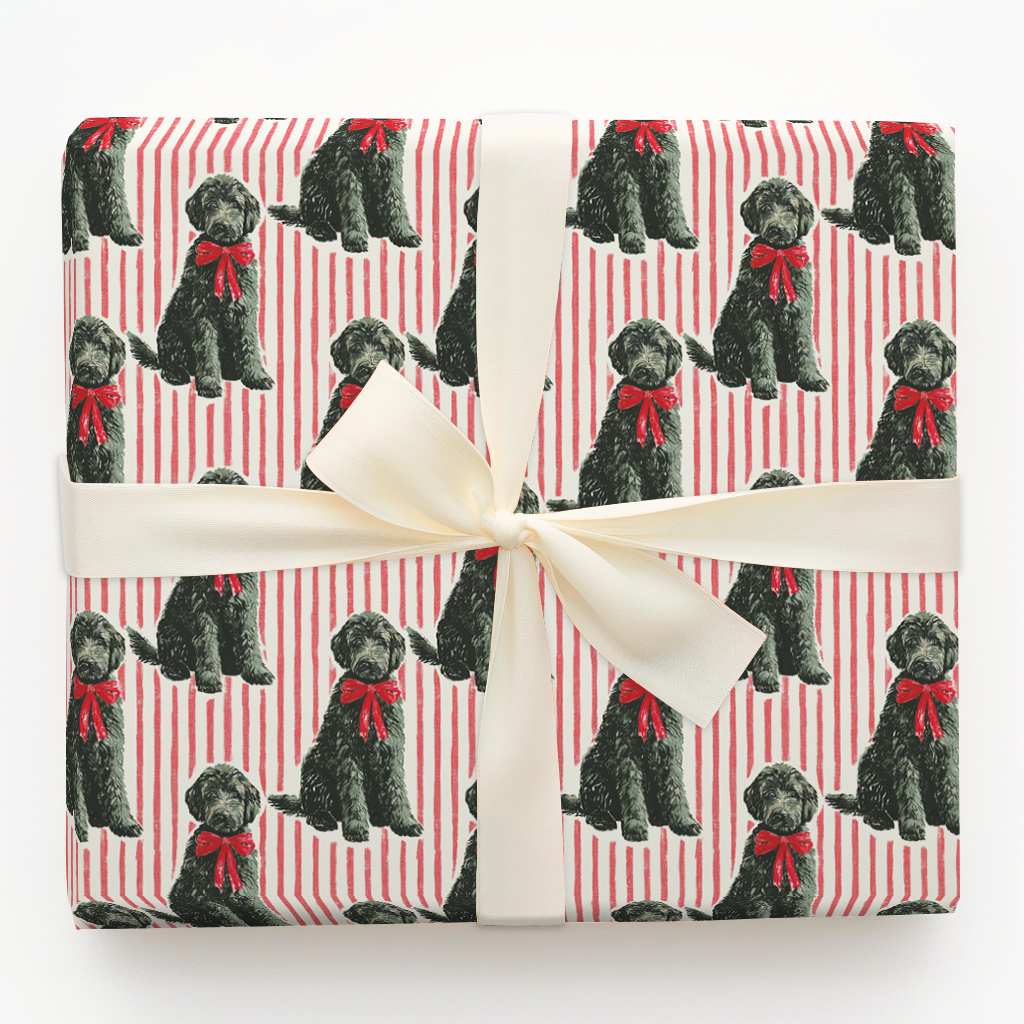 Black Goldendoodle Holiday Stripes