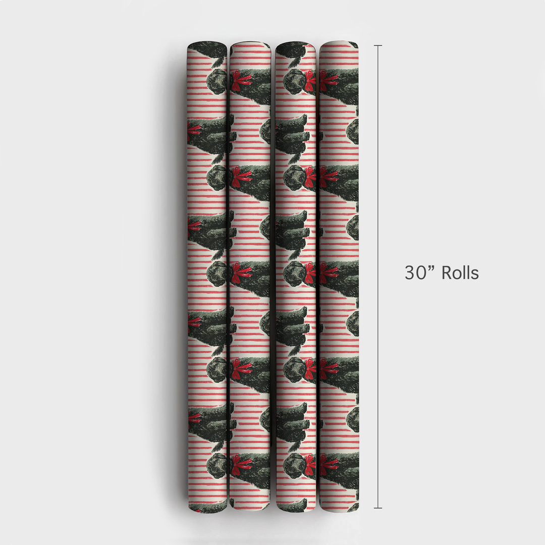 Black Goldendoodle Holiday Stripes