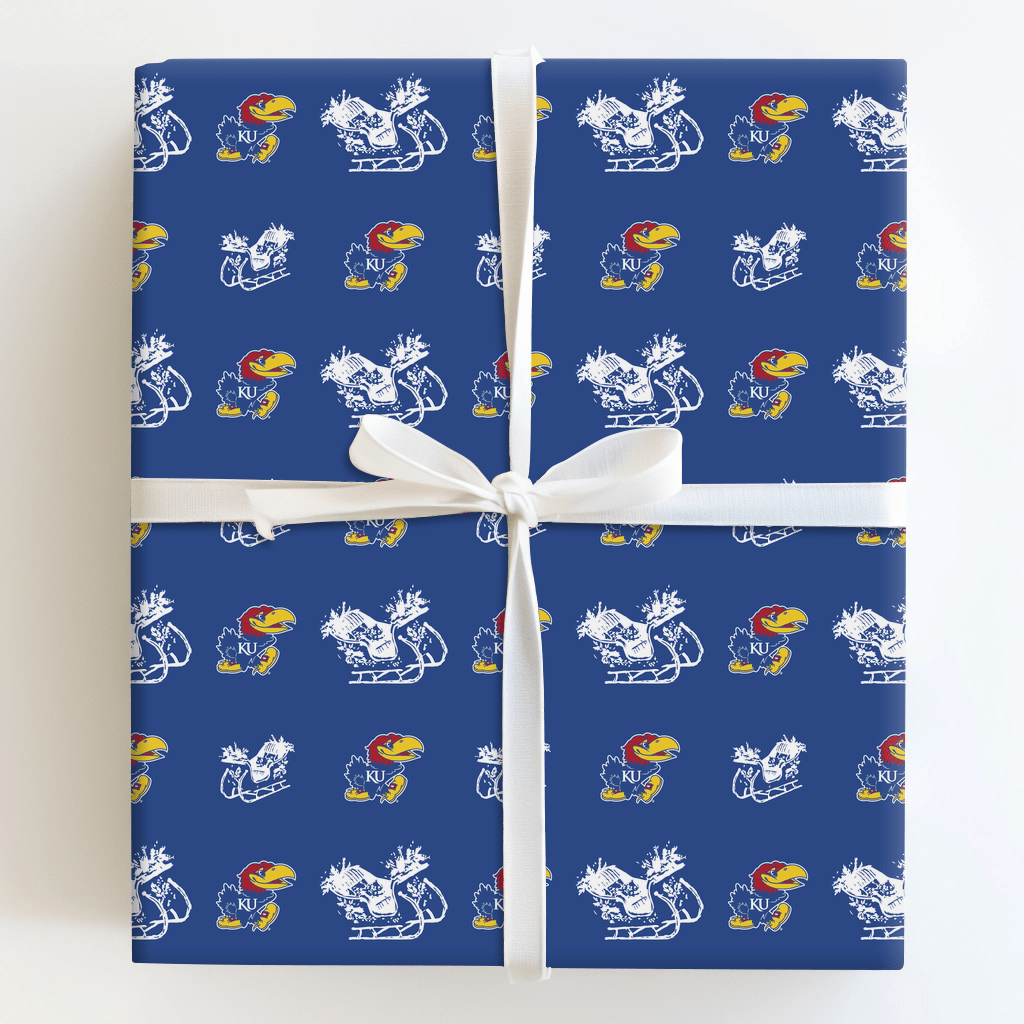 Sleigh Jayhawks - Wrapping Paper - Aspen & Arlo