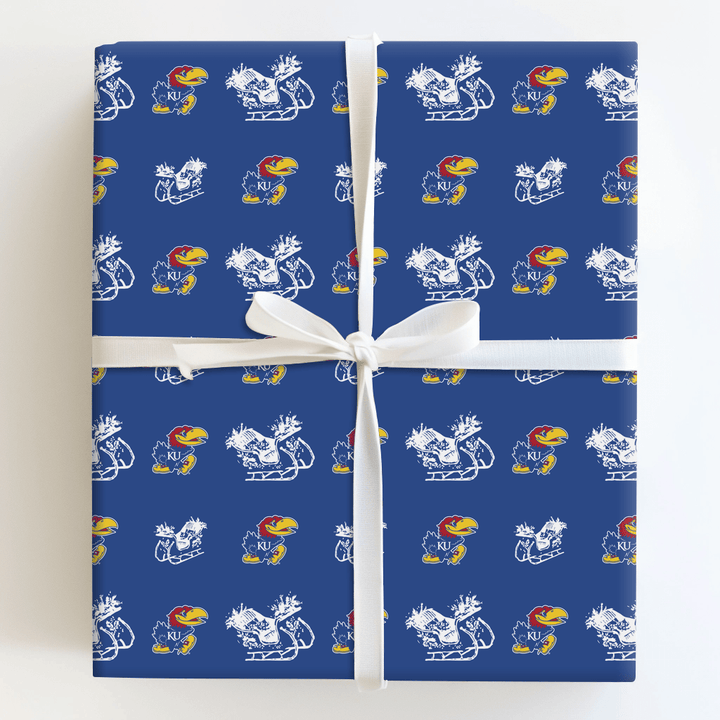 Sleigh Jayhawks - Wrapping Paper - Aspen & Arlo