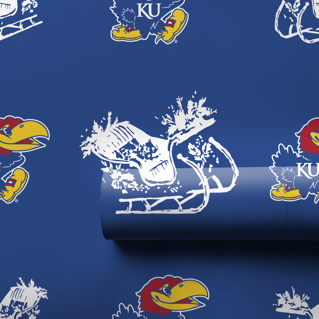 Sleigh Jayhawks - Wrapping Paper - Aspen & Arlo