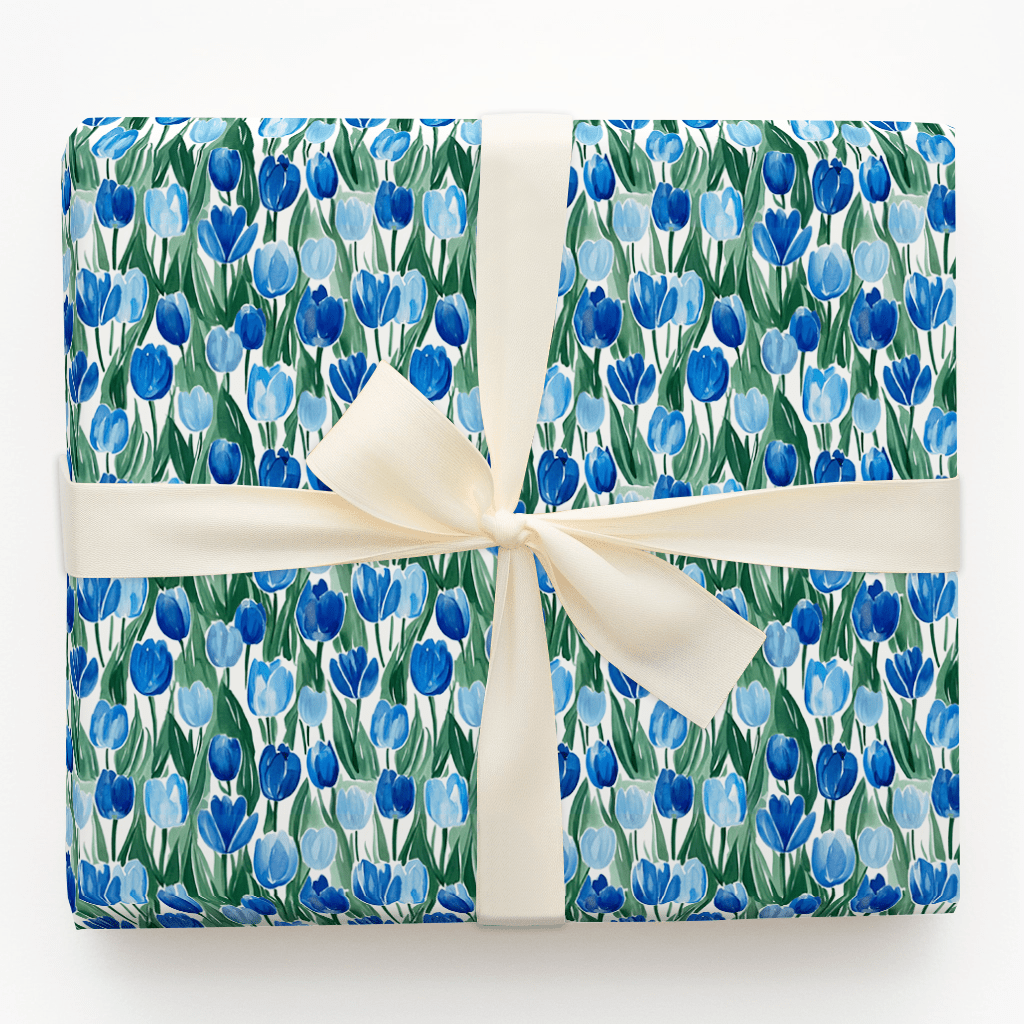 Somebunny Loves Blue Tulips - Wrapping Paper - Aspen & Arlo