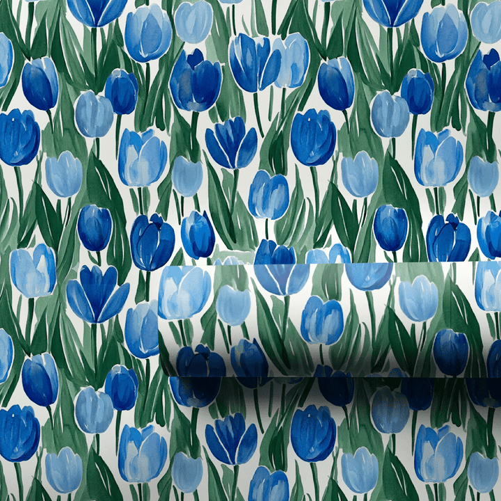 Somebunny Loves Blue Tulips - Wrapping Paper - Aspen & Arlo