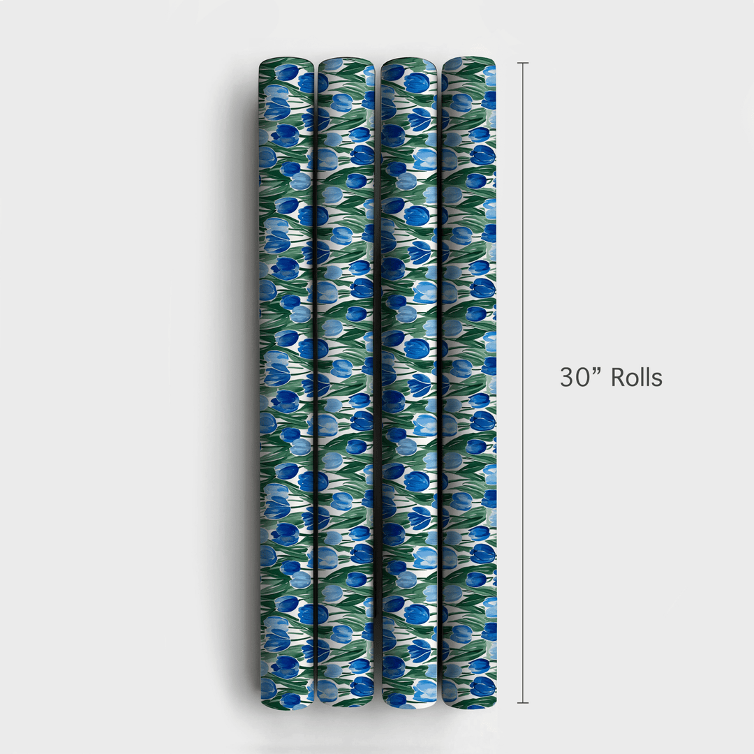 Somebunny Loves Blue Tulips - Wrapping Paper - Aspen & Arlo