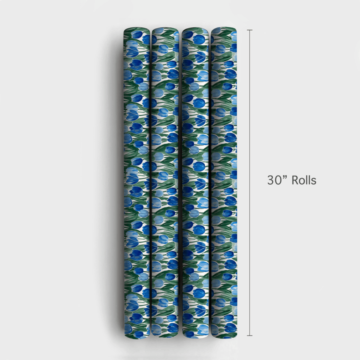 Somebunny Loves Blue Tulips - Wrapping Paper - Aspen & Arlo