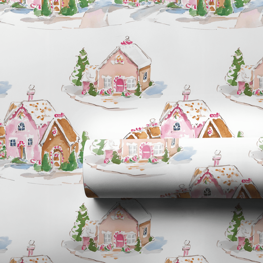 Frosted Cottage Lane - Wrapping Paper - Aspen & Arlo