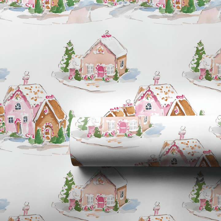 Frosted Cottage Lane - Wrapping Paper - Aspen & Arlo