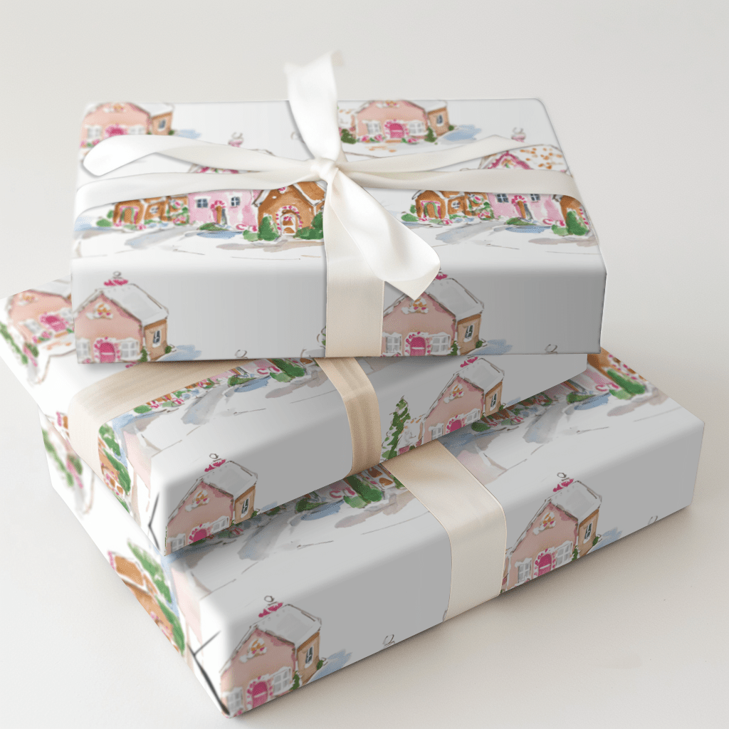 Frosted Cottage Lane - Wrapping Paper - Aspen & Arlo