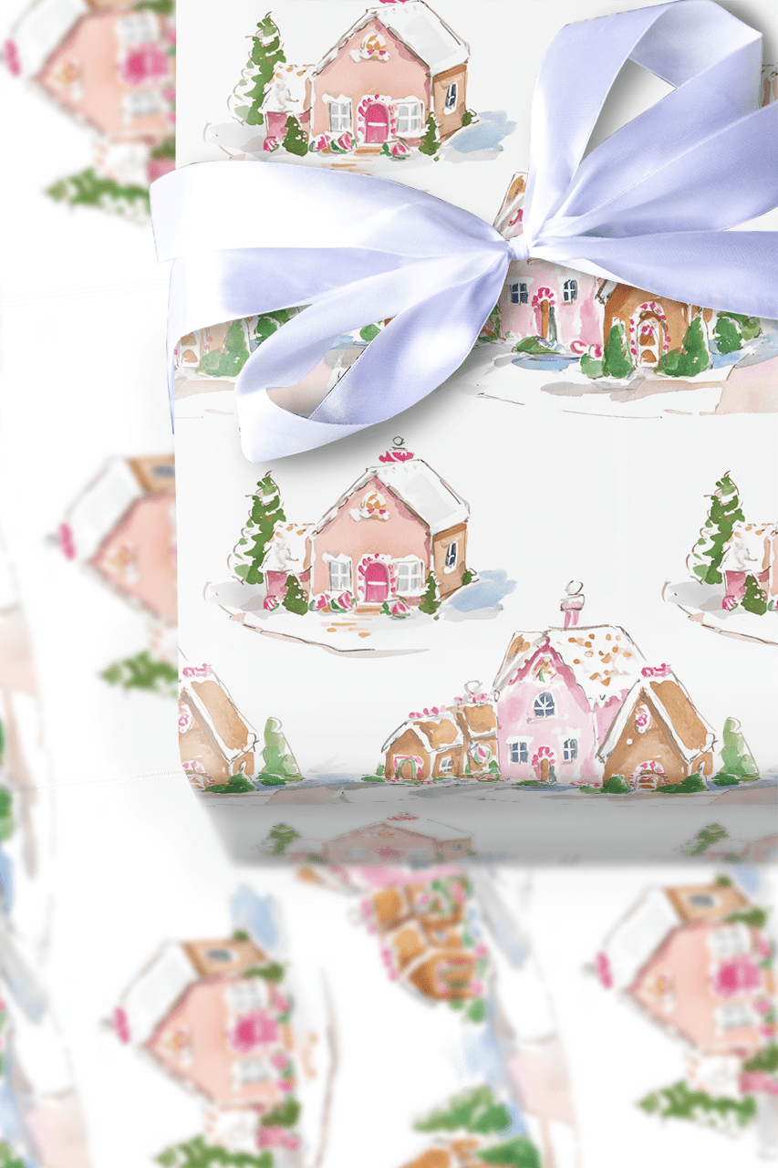 Frosted Cottage Lane - Wrapping Paper - Aspen & Arlo