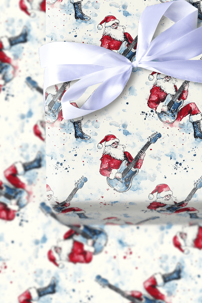 Guitar Claus - Wrapping Paper - Aspen & Arlo