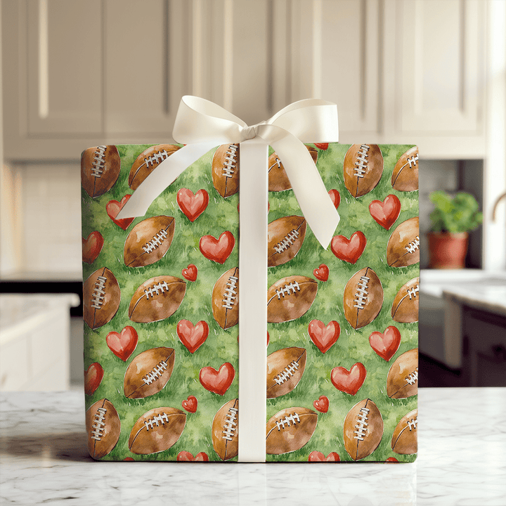 My Football Valentine - Wrapping Paper - Aspen & Arlo