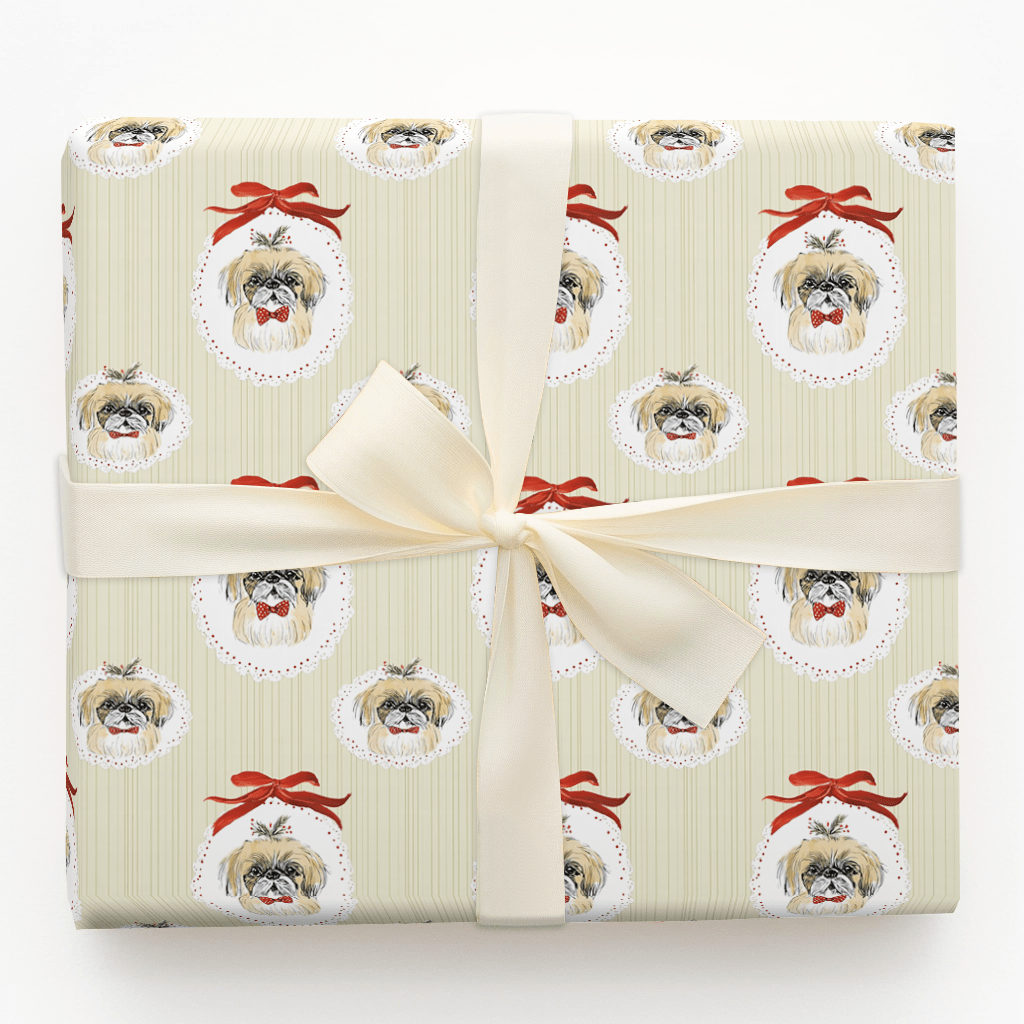 Christmas Pekingese Cameos - Wrapping Paper - Aspen & Arlo