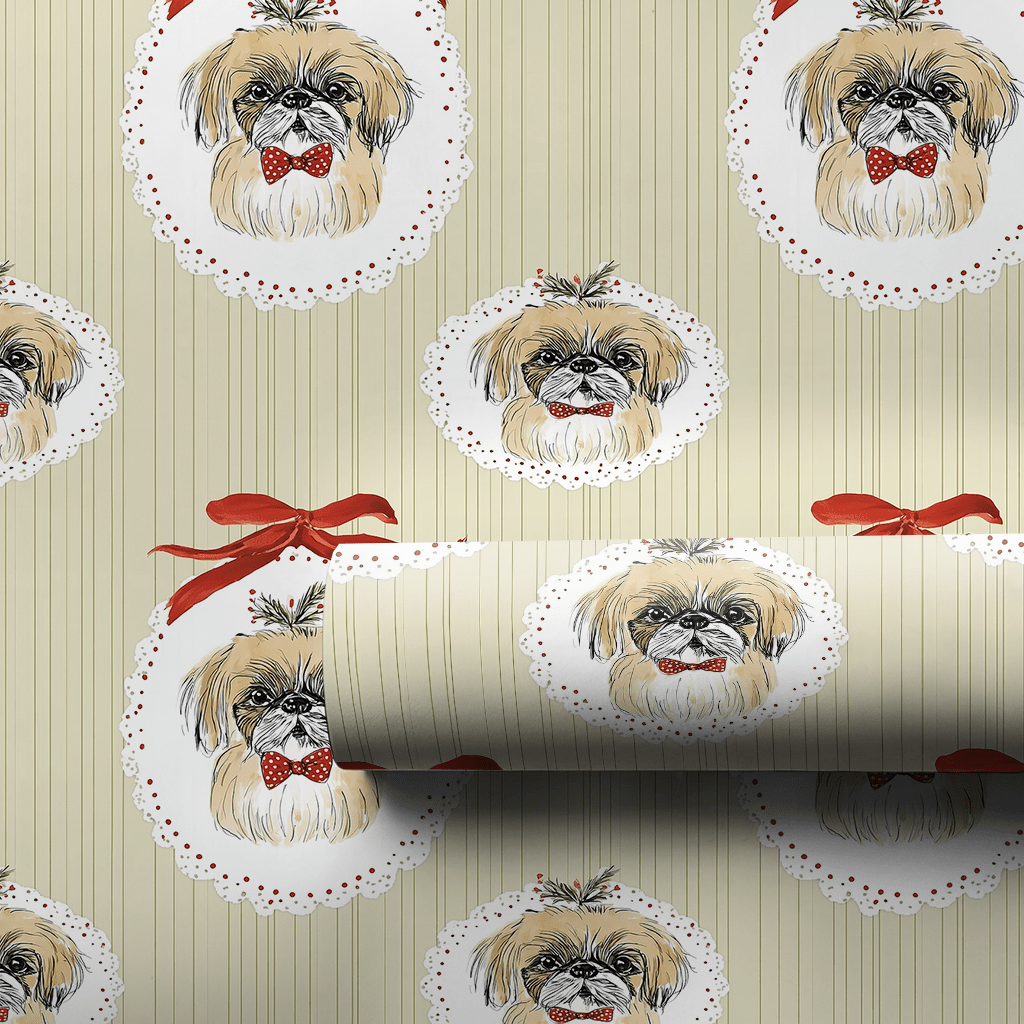 Christmas Pekingese Cameos - Wrapping Paper - Aspen & Arlo