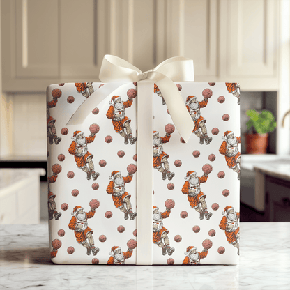 Deck the Rim in Orange & White - Wrapping Paper - Aspen & Arlo