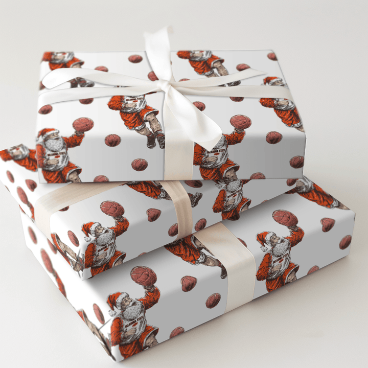 Deck the Rim in Orange & White - Wrapping Paper - Aspen & Arlo