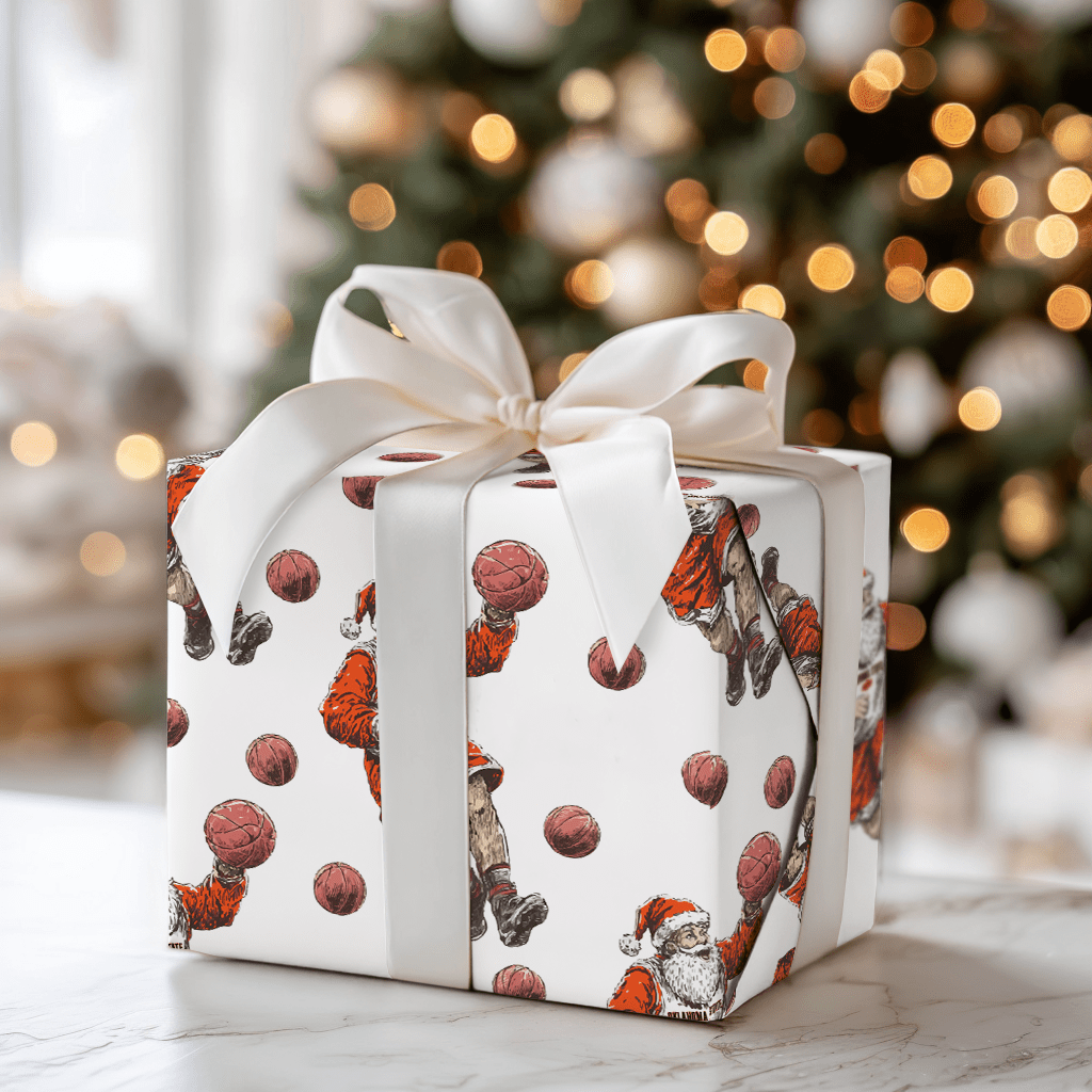 Deck the Rim in Orange & White - Wrapping Paper - Aspen & Arlo