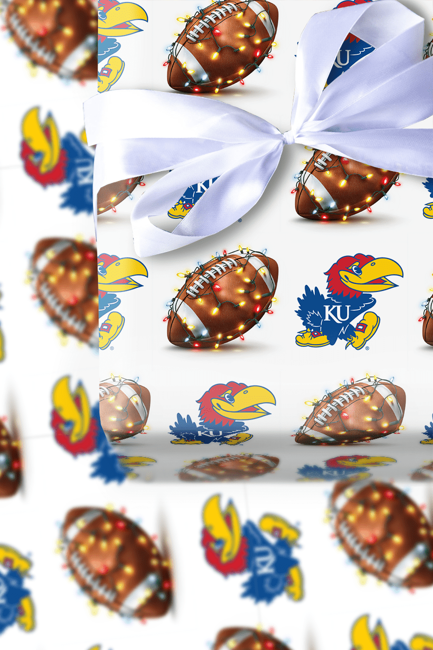 End Zone Lights Jayhawks - Wrapping Paper - Aspen & Arlo