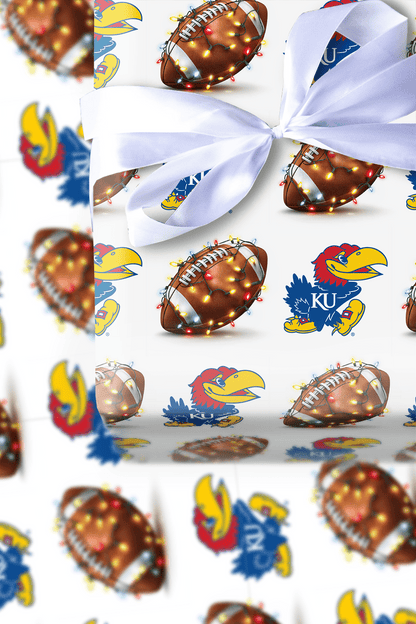 End Zone Lights Jayhawks - Wrapping Paper - Aspen & Arlo