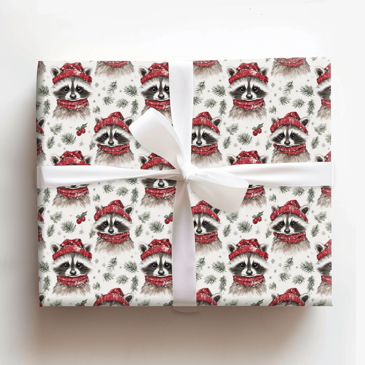 Snowy Racoon - Wrapping Paper - Aspen & Arlo