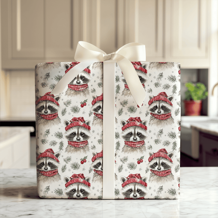 Snowy Racoon - Wrapping Paper - Aspen & Arlo