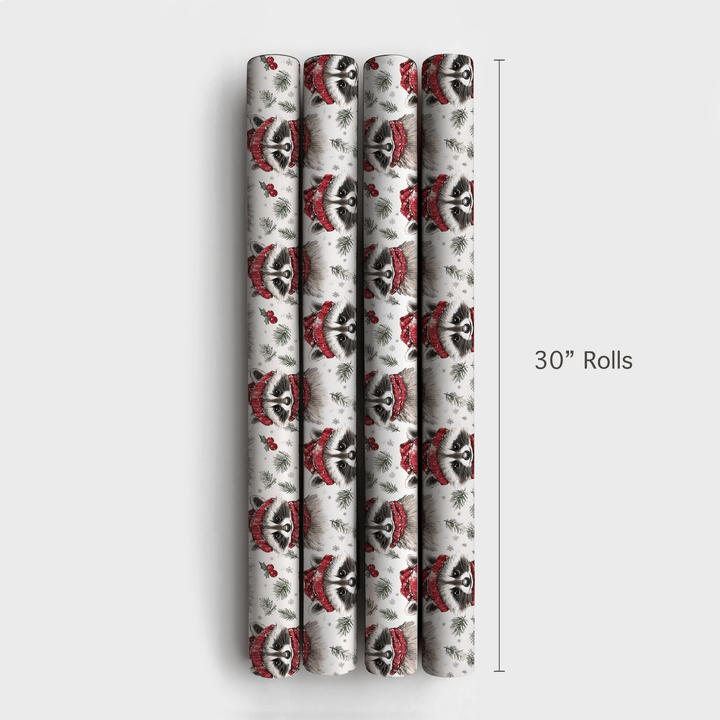 Snowy Racoon - Wrapping Paper - Aspen & Arlo