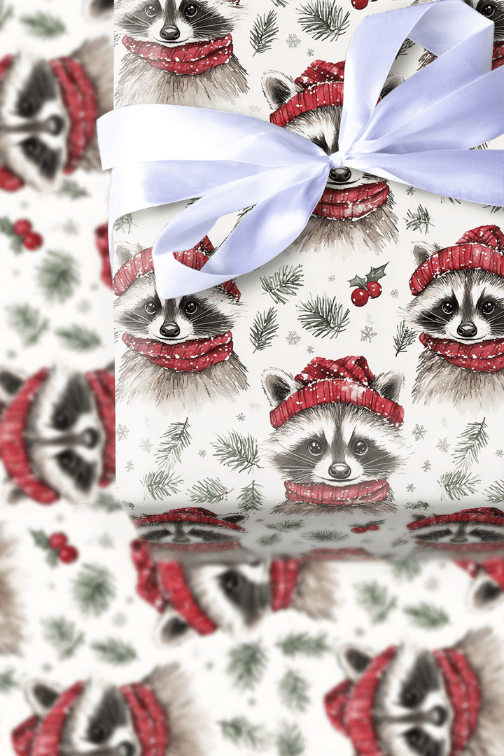 Snowy Racoon - Wrapping Paper - Aspen & Arlo