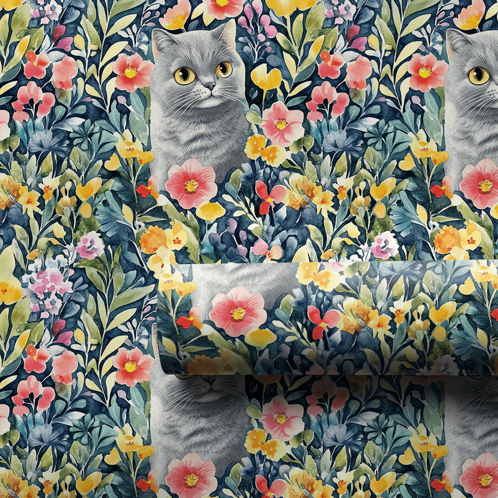 Garden Day with the British Shorthair - Wrapping Paper - Aspen & Arlo