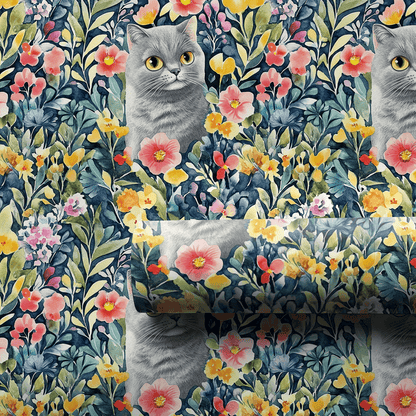 Garden Day with the British Shorthair - Wrapping Paper - Aspen & Arlo