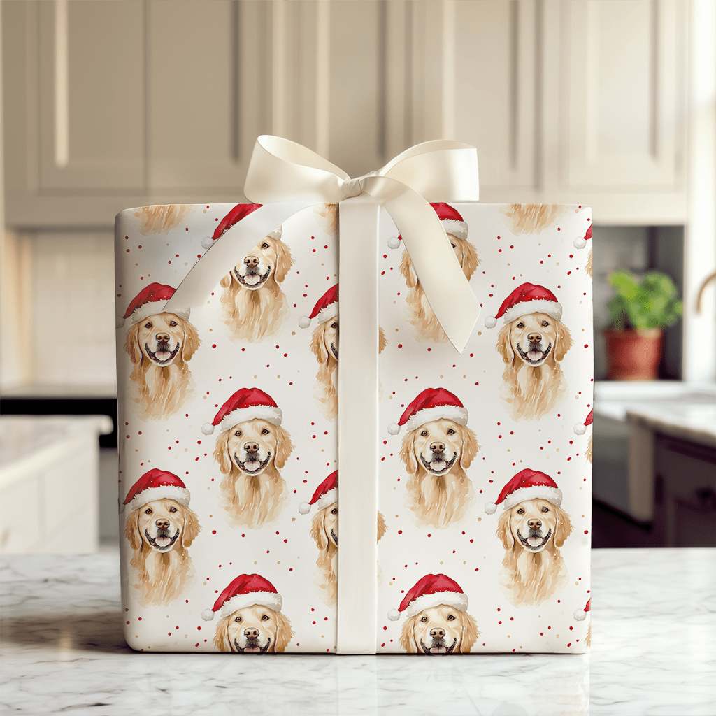 Furry Santa Surprise - Wrapping Paper - Aspen & Arlo