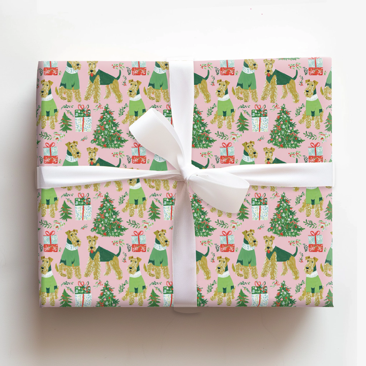 Merry and Blush Airedale Christmas