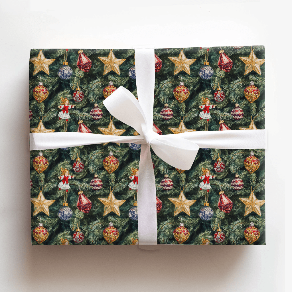 Tinsel and Time Wrapping Paper: Vintage Christmas Gift Wrap – Aspen & Arlo